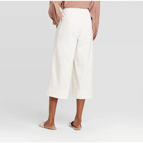 Prologue Womens Size 6 High-Rise Cropped Wide Leg Pants Off-White W/ Pockets New - Picture 2 of 8